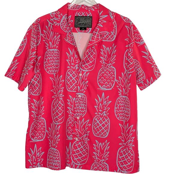 Brooklyn Cloth M Mens Pineapple Hawaiian Shirt Volley Swim Trunk Pink - Picture 3 of 12